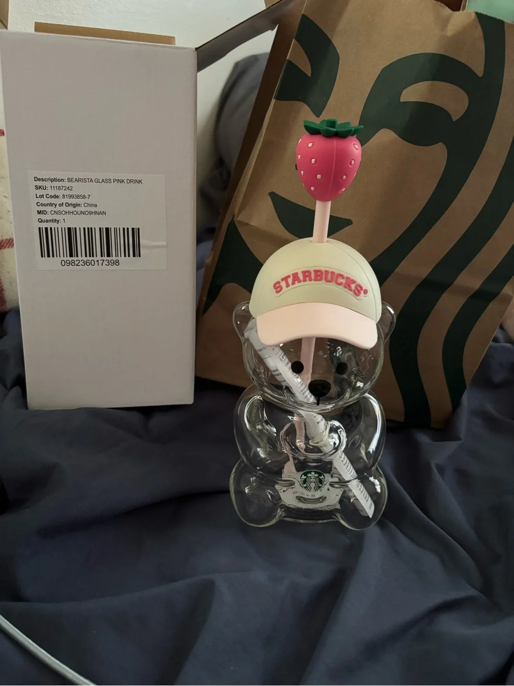 Starbucks Bearista Glass Pink Drink